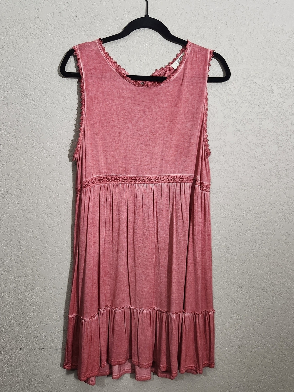 Umgee Sleeveless Tiered Midi Dress in Dusty Rose